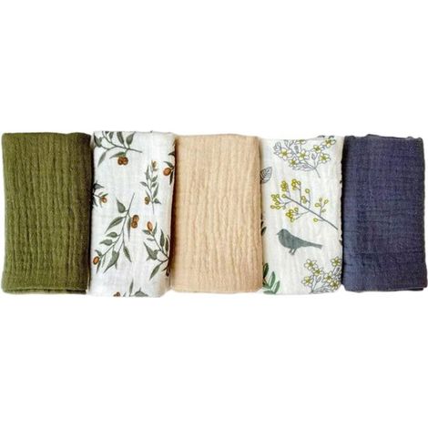 Set di 3 asciugamani viso in mussola per neonati - set di asciugamani per neonati - asciugamani viso e bagno 25 x 25 cm - asciugamani viso riutilizzabili per neonati - 100% cotone - morbidi e traspira (1/5)