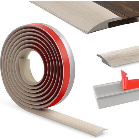 300cm Seuil De Porte-Auto-Adhésif, Barre De Seuil Pvc, Profilé De Transition Bordures De Revêtement De Sol En Caoutchouc, Barre De Moquette Pour La Transition De Seuil(3.5 Cm, Grain De Bois Gris) (1/5)