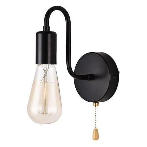 Vintage-Wandleuchte, Retro-Industrie-Wandleuchte, E27-Fassung-Wandleuchte mit Zugschalter, Metall-Wandstrahler, für Schlafzimmer, Café oder Loft
