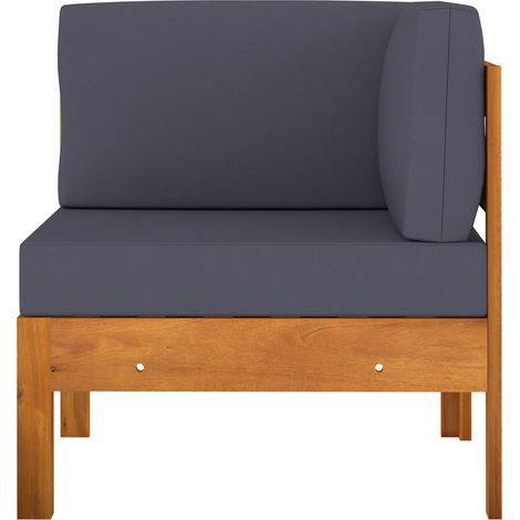 Salon de jardin 2 pcs Contemporain, Ensemble repas de jardin, avec coussins gris foncé Bois d'acacia OIB7806E (1/5)