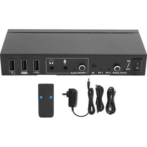 Switch KVM - 2 Entrées HDMI - Résolution 4K x 2K - Boîtier en Alliage d'Aluminium - Compatible Windows macOS Linux - Plug and Play - 1 Pièce