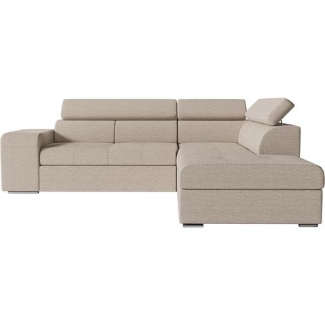 Canapé d'angle SOAN convertible en tissu - Beige - Angle Droit (1/5)