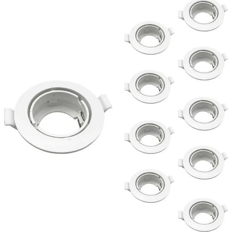 Pack de 10 - Support Spot Encastrable GU10 LED Orientable Rond BLANC - SILUMEN (1/7)