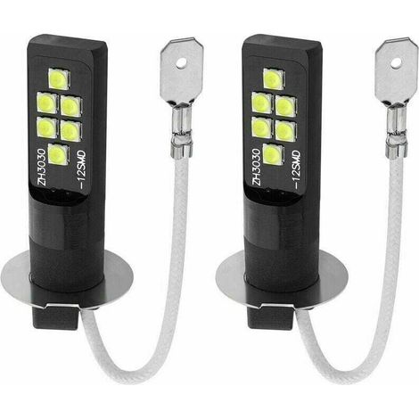 2PCS Ampoule H3 LED,H3 Ampoule de Brouillard 12V-24V Feux Anti-brouillard Auto LED 12SMD 5W 450LM Feux de Jour Feux de Brouillard DRL Voiture Ampoules (1/5)
