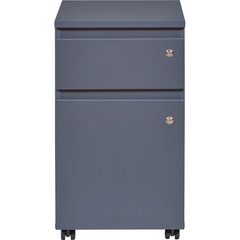 MARIO - Caisson Bureau Verrouillable 1 Porte 1 Tiroir Gris (1/5)