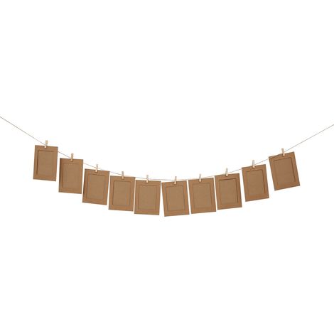 Cadre photo pour 10 feuilles de papier - Cadre photo - Cadre photo 15 cm - Cadre photo suspendu - Présentation photo originale - Cadre photo décoratif mural - Marron - Papier (1/5)
