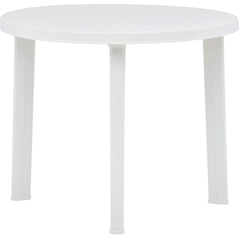 vidaXL Mesa de jardín de plástico blanco 89 cm (1/5)