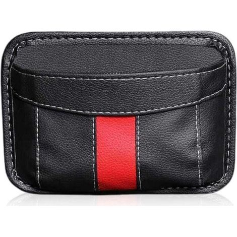 Mini organizer in pelle, organizer laterale per sedile auto, marsupio laterale per auto per documenti, file, telefono, chiavi, monete - Nero - Crezuo