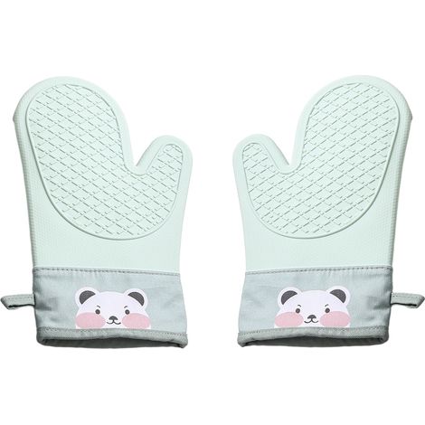 Gants De Four - Silicone Et Coton Double Couche - Résistants À La Chaleur Jusqu'à 250 °C - Pour Cuisinière Four Barbecue - Par 2 (1/5)