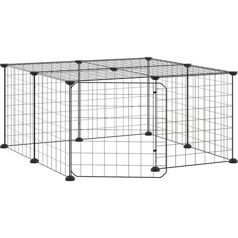 Maison Exclusive - Cage animaux de compagnie à 12 panneaux et porte Noir 35x35 cm