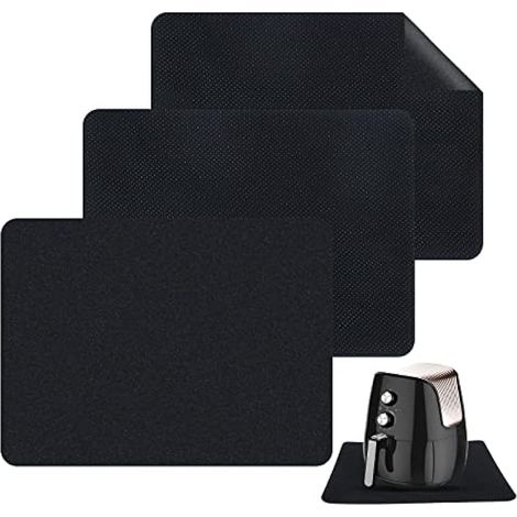 Lot de 3 tapis résistants à la chaleur pour friteuse à air, protecteurs de plan de travail, accessoires pour friteuse, compatible Ninja Foodi Cosori, cafetière, batteur sur socle (1/4)