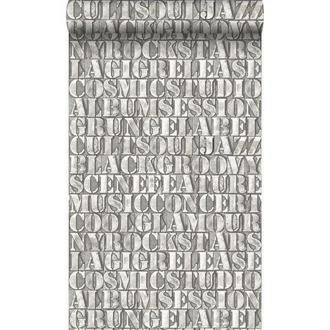 papier peint vieilles lettres imprimées en fer gris - Origin Wallcoverings (1/5)