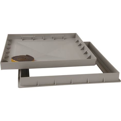 Nicoll – Cadre et coffrage pour regard 50 x 50 en polystyrène – Tampon plein à garnir de béton – Angle d'ouverture avec tournevis – Joint d'étanchéité fourni