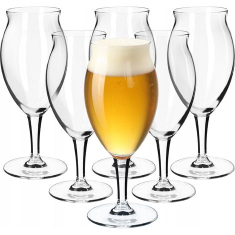KADAX Biergläser Set, Bierseidel aus Glas, Biertulpen, 410 ml, 6 Stück