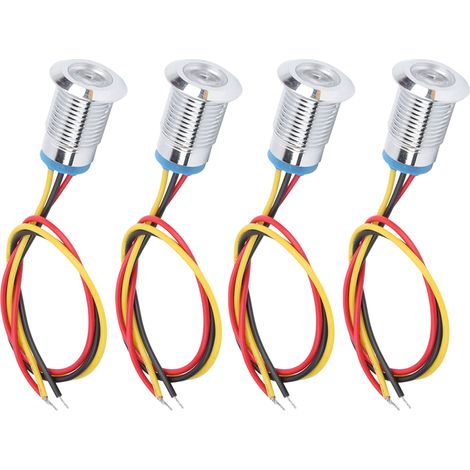 4 jeux de LED rondes précâblées étanches bicolores, électrode à anode commune 12 mm 3-6 V (rouge et jaune) (1/5)