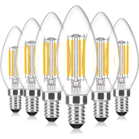 Dimmbare E14-LED-Lampen, 4 W E14-LED-Kerzenlampen, warmweiß (2700 K), 470 lm, kleine C35-Schraubfassung, entspricht 40 W, 6er-Pack