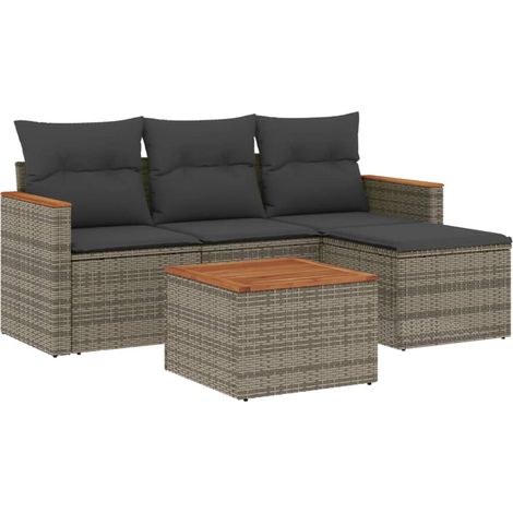 Maison Exclusive - 5-tlg. Garten-Sofagarnitur mit Kissen Grau Pol