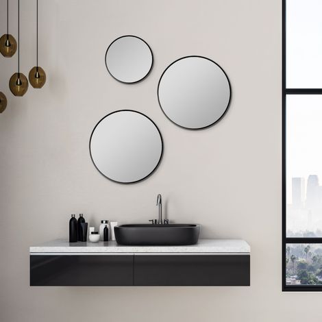 Spiegel rund Talos Picasso schwarz Ø 40 cm - mit hochwertigem Aluminiumrahmen für stilvolles Ambiente - Perfekter Badezimmerspiegel Rund, der Eleganz und Funktionalität vereint