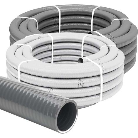 PVC-Hydrotube-Rohr – 27/32 mm – 50 m, grau, bruchfest und flexibel – HIDROTUBO
