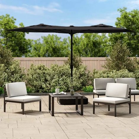 vidaXL Sonnenschirm mit Doppeldach und LED schwarz 316x240 cm