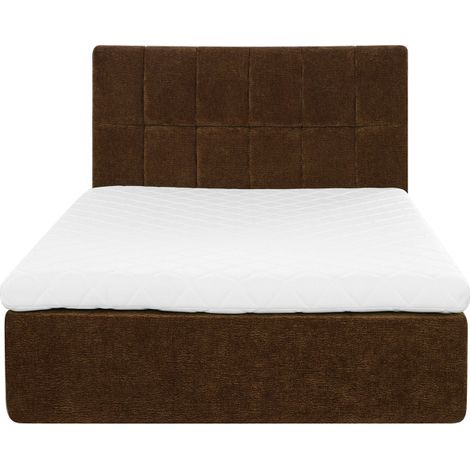 Lit complet compressé boxspring tissu 140x190cm - Marron - Air Nest
