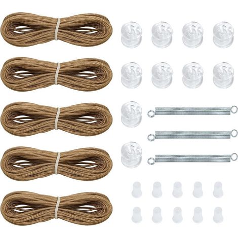 Ensemble d'accessoires pour stores plissés marron (28 pièces), pièces de rechange pour stores plissés, ressorts de cordon et pièces de rechange pour poulies. (1/5)