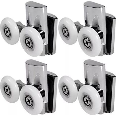 Roulettes pour Porte de Douche Coulissante en Verre – 23 mm, Kit 4 Roues (2 Haut + 2 Bas), Compatible Cabine Salle de Bains (1/5)
