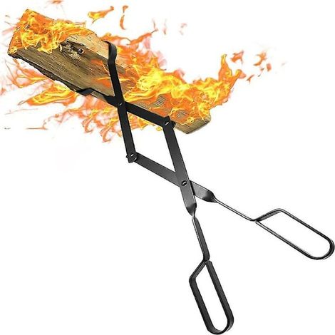 Filiyano-Pince à feu de 66 cm pour cheminée, feu de camp, foyer, griffe robuste en fer forgé, grande taille, pour l'extérieur et l'intérieur, pour (1/5)