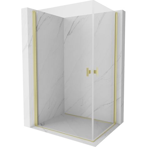 Mexen Mist-B Duo cabine de douche battante 95 x 70 cm, transparent, or brossé - 8A2-095-070-55-00 (1/5)