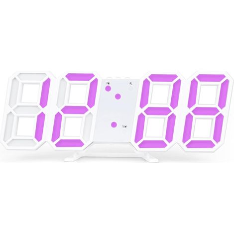 Horloge murale numérique LED 3D avec affichage de la température et du calendrier, réveil électronique, décoration de chambre, lumière rose (1/4)
