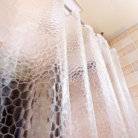 180x200cm(71x79inch) Geometric Shower Curtain, Fabric Shower Curtain Thick Waterproof Translucent Environment Protection Shower Curtains for Home-White (1/4)
