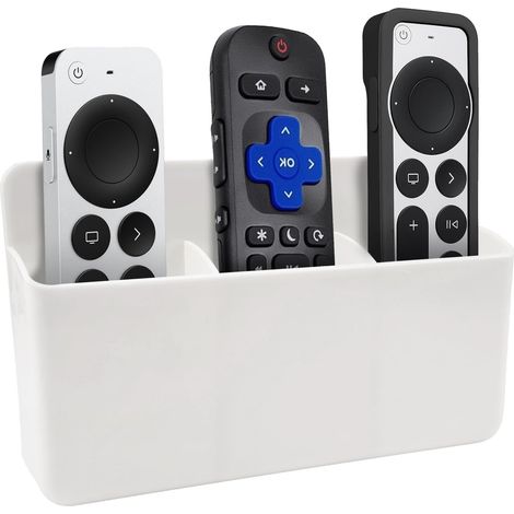 Support Telecommande Mural Blanc, pour Téléphone, Stylos,  Support de Télécommande, Boîtes de Rangement Murales, pour la Maison, le Bureau, L'école (1/5)