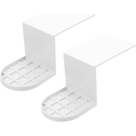 Juego de 2 soportes blancos para vasos de detergente/suavizante – a prueba de fugas, rígidos, para organizar la ropa. (1/5)