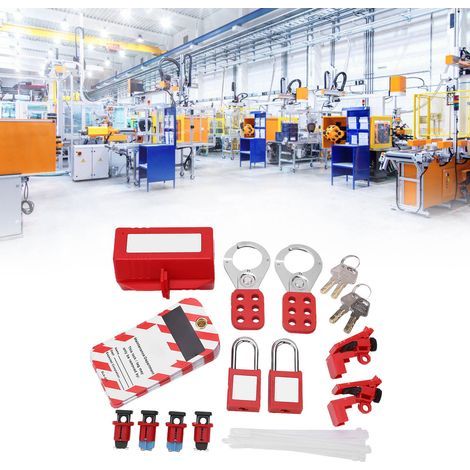 Kit de verrouillage de disjoncteur électrique, cadenas de sécurité, étiquettes Loto, jeu de loquets pour produits chimiques industriels (1/5)