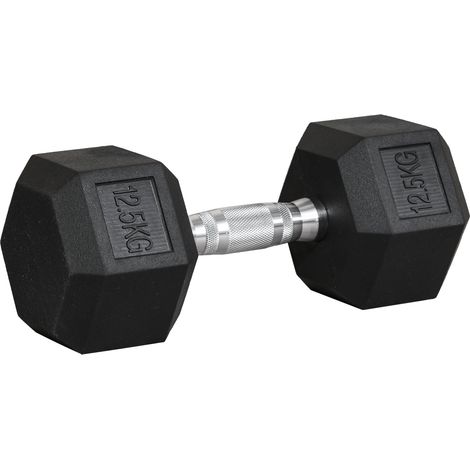 Mancuerna hexagonal de 12,5 kg de hierro fundido y metal negro (1/5)