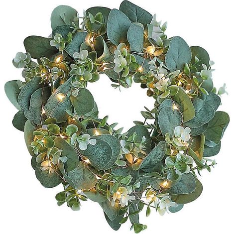Couronne d'eucalyptus lumineuse pour décoration, guirlande de mariage en plastique vert (1/5)
