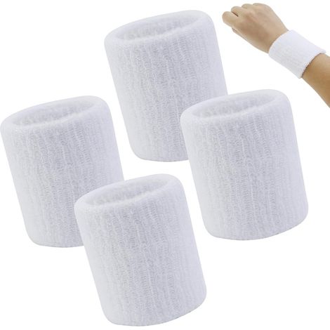 Polsbandjes Sport - Bandes De Poignet En Polyester Respirant Pour Fitness Course Yoga - Lot De 4 Blanc (1/5)