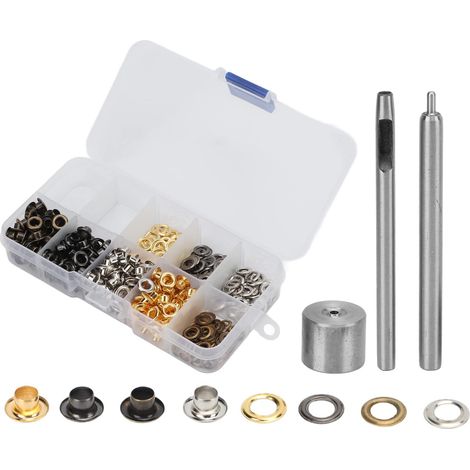 Ensemble de 240 Oeillets métalliques de 4 mm avec Outils d’Installation, kit d’Outils Oeillets kit Oeillets et rondelles pour Chaussures, vêtements, Cuir, Artisanat (1/5)