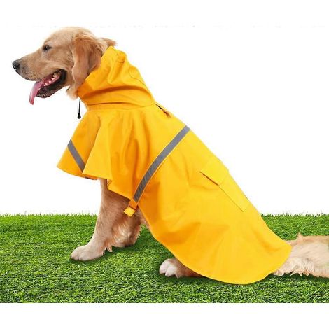 Orange Dogs Raincoat, Adjustable Stylish Dog Hoodie Poncho with Safety Reflective Strip Design for M (1/5)