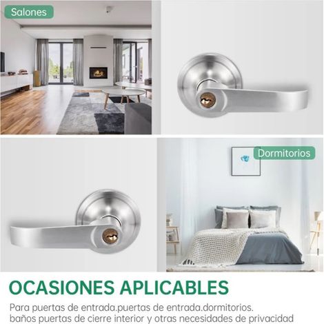 Cerradura industrial cilíndrica de 2 palancas, con acabado en metal antiguo y cobre, para puertas de oficina/dormitorio. (1/5)
