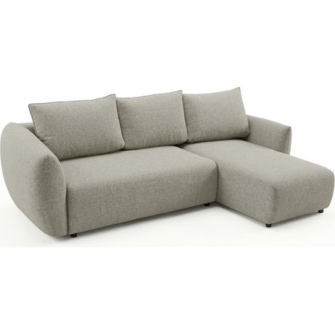 Selsey Zordo - L-Form Eckschlafsofa mit zwei Bettkästen, graubeiger Chenille rechts (1/5)