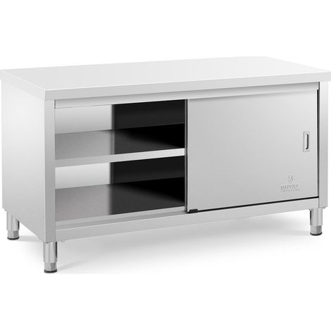 Meuble bas inox cuisine professionnel 150 x 70 x 85 cm capacité de 600 kg (1/3)