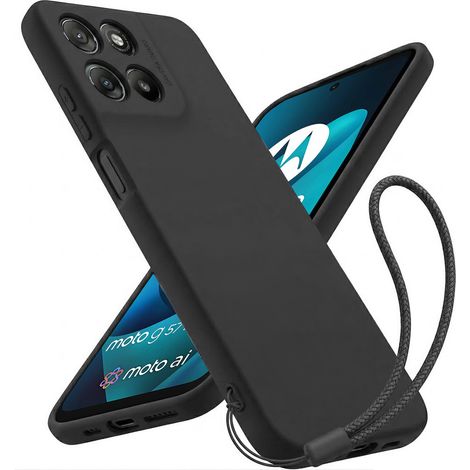 Funda de silicona para Motorola Moto G57 Power, compatible con MagSafe, antichoque, color negro. (1/5)