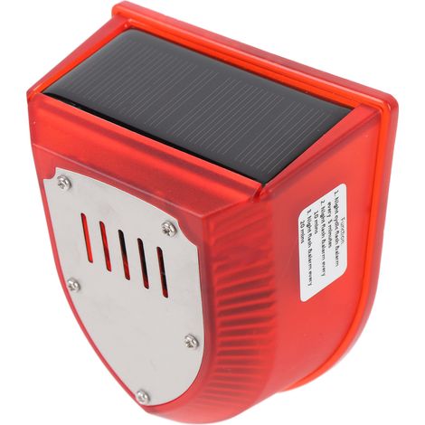 Détecteur d'alarme solaire avec signal sonore et lumineux, cycle 5 min 10 min 20 min, panneau solaire haute efficacité (1/5)