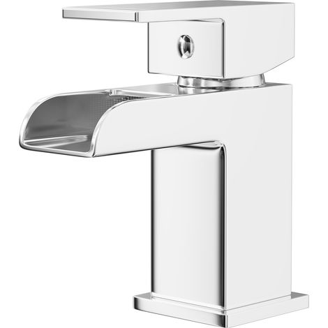 Wholesale Domestic Cubix Polished Chrome Waterfall Mini Mono Basin Mixer Tap (1/5)