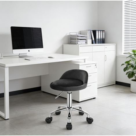 Silla de oficina regulable con ruedas, terciopelo, gris oscuro HAVRYA (1/5)