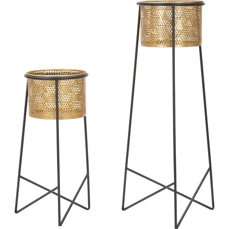 Vase Copan, set de 2 vases, pots amovibles, or, structure couleur noire (1/5)