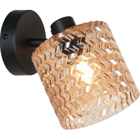 Mexlite - aplique de pared - Ocre - ámbar negro - vidrio metal -