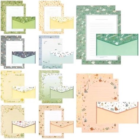 Briefpapier- und Umschlagset – 90-teilig – 60 A5-Briefpapiere mit 30 Umschlägen in 10 floralen Designs – Ideal für Einladungen und Grußkarten (1/5)