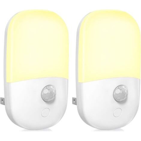 Veilleuse LED à intensité variable avec détecteur de mouvement, blanc chaud et doux, luminosité réglable, pour chambre, salle de bain, cuisine, couloir, escalier, lot de 2 (1/5)